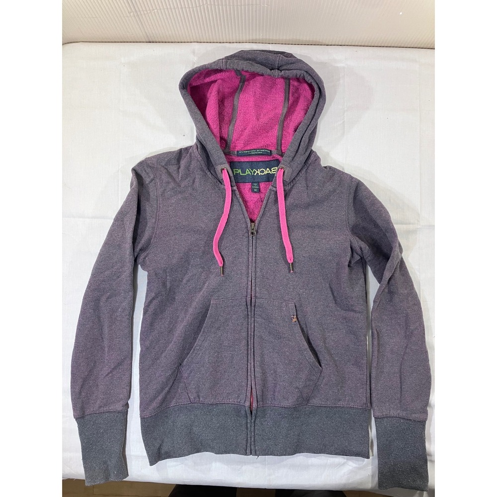 Playback Heather‎ Purple Full Zip Hoodie Jacket Pink Lining Womens Size M
